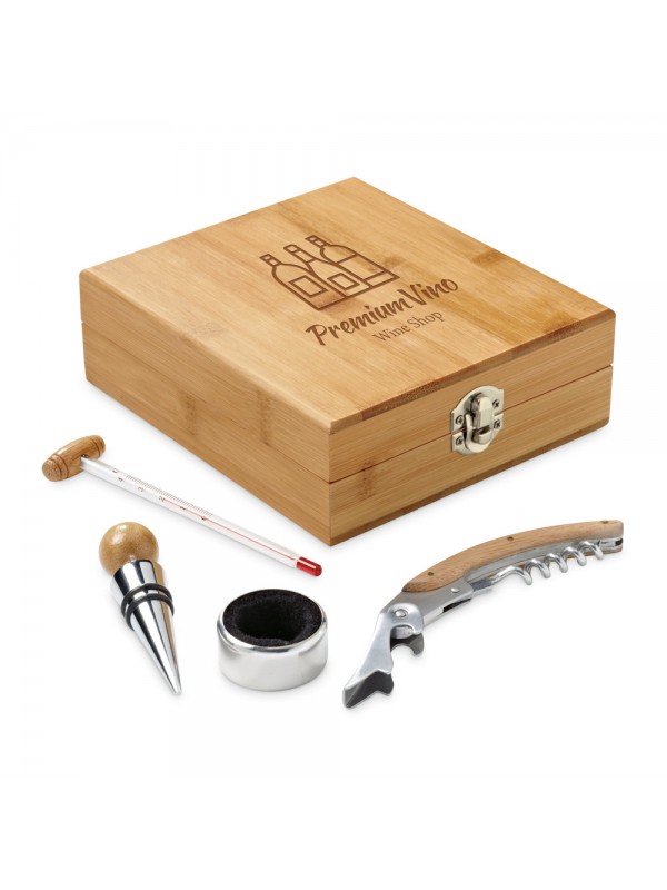 CABERNET. Set da vino in bambù, zinco e acciaio inox