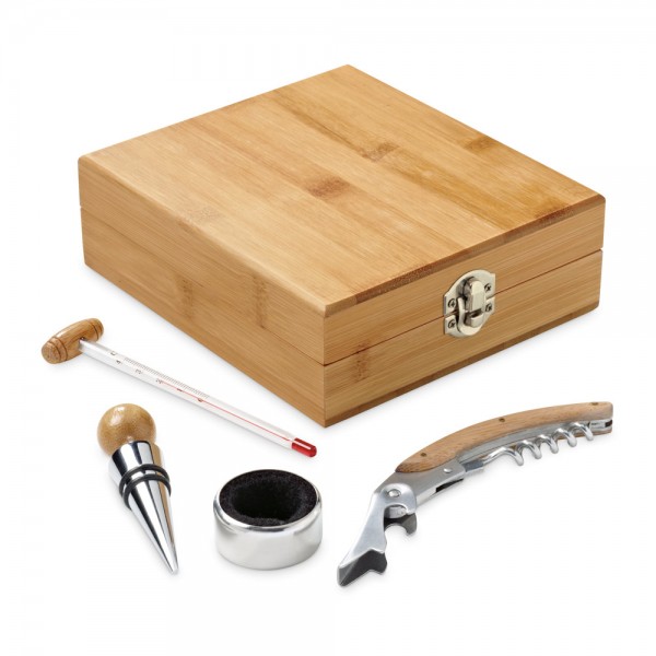 CABERNET. Set da vino in bambù, zinco e acciaio inox