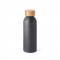 QUETA. Bottiglia in alluminio con coperchio in bambù 550 mL - Nero