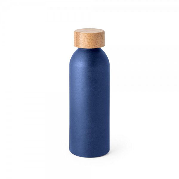 QUETA. Bottiglia in alluminio con coperchio in bambù 550 mL - Nero