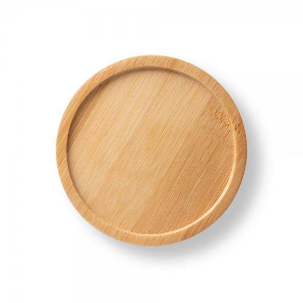FANGIO. Tazza in ceramica da 230 mL con tappo e base in bambù