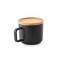 FANGIO. Tazza in ceramica da 230 mL con tappo e base in bambù