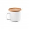 FANGIO. Tazza in ceramica da 230 mL con tappo e base in bambù