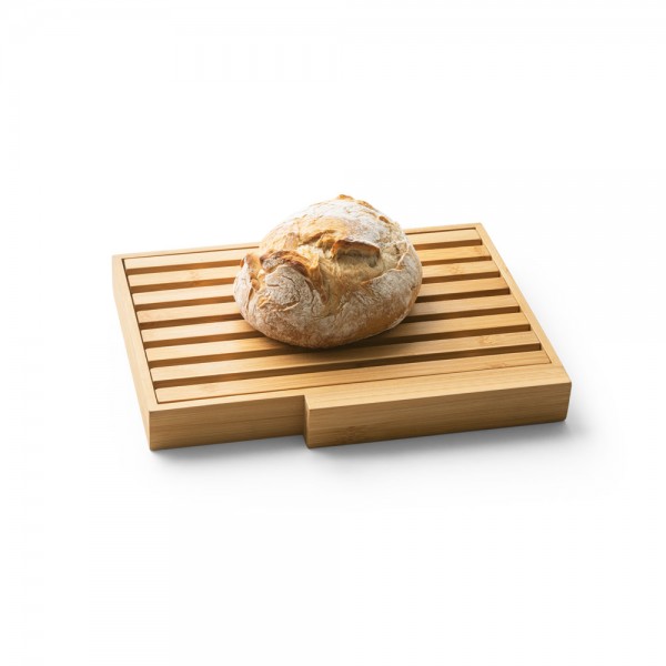 PASSARD. Tagliere per pane in bambù con coltello in acciaio inox