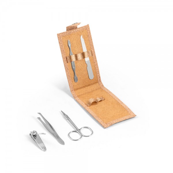 ZENA. Set manicure in sughero con accessori in acciaio inox