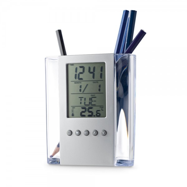 EDEM. Portapenne a sfera con schermo LCD in acrilico