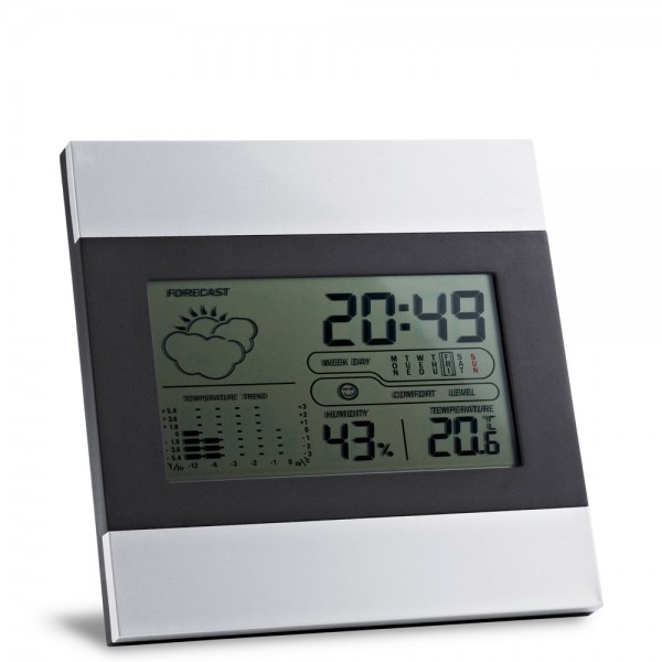 DENE. Stazione meteo da tavolo con schermo LCD in alluminio e ABS