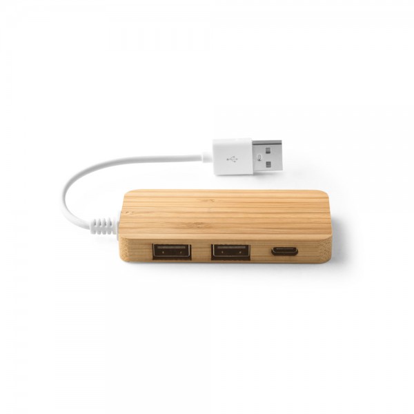 MOSER. HUB con 2 porte USB-A e 1 USB-C in bambù