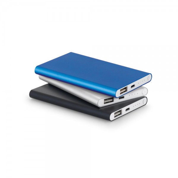 MARCET. Power bank slim da 4'000 mAh in alluminio riciclato (100% rAL) e ABS riciclato (100% rABS)