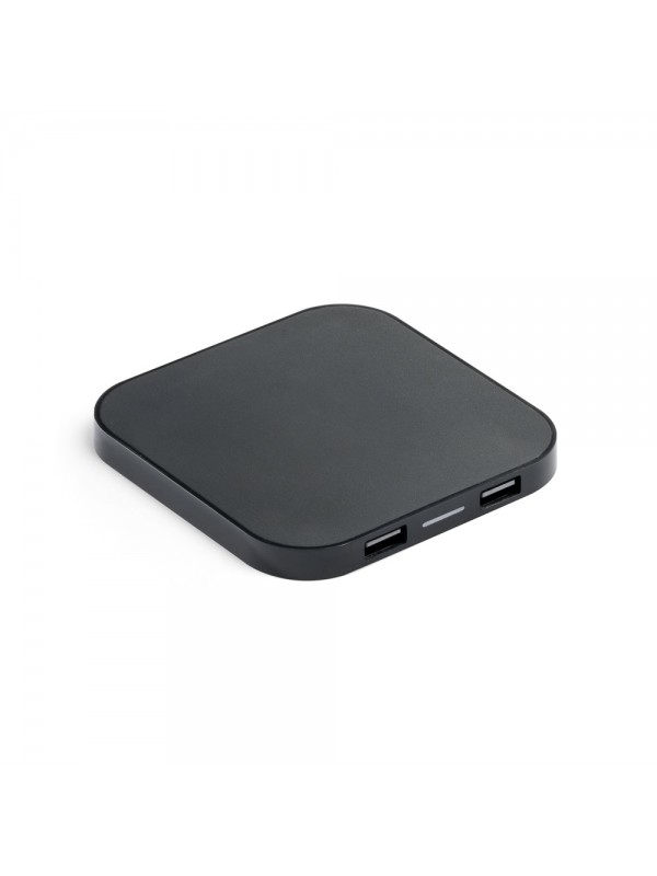 CAROLINE. Caricatore wireless superveloce da 15 W con HUB 2 porte USB-A in ABS riciclato (100% rABS) CAROLINE. Caricatore wireless superveloce da 15 W con HUB 2 porte USB-A in ABS riciclato (100% rABS)