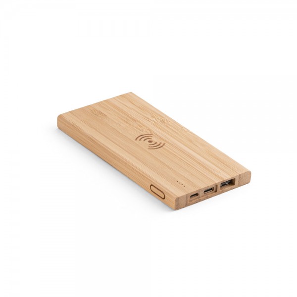 FITCH. Power bank da 5'000 mAh con caricatore wireless da 5W in bambù