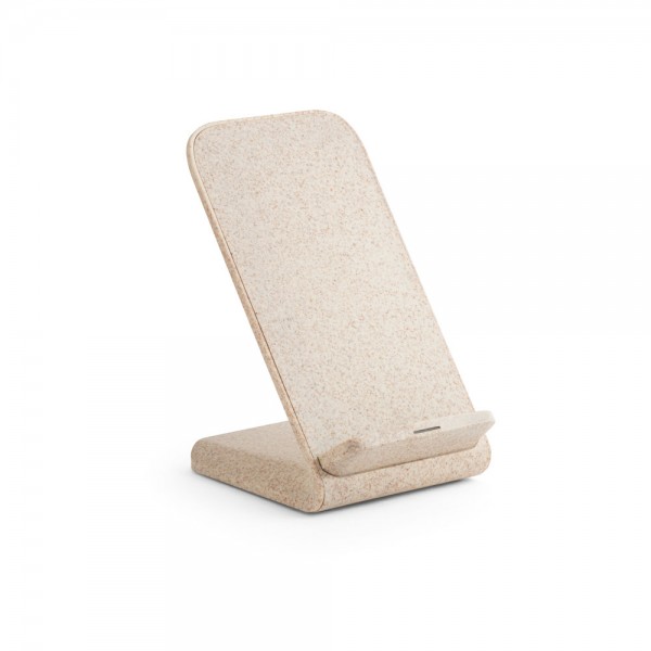 ENGLERT. Supporto per smartphone con caricatore wireless veloce da 10W in ABS riciclato (100% rABS) e fibra di paglia
