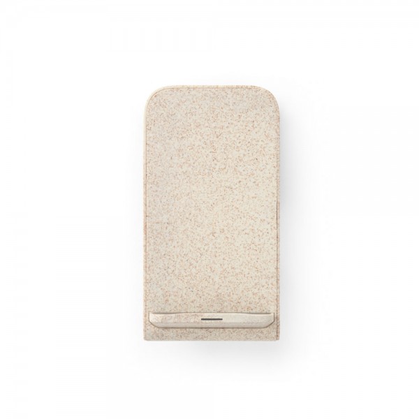 ENGLERT. Supporto per smartphone con caricatore wireless veloce da 10W in ABS riciclato (100% rABS) e fibra di paglia