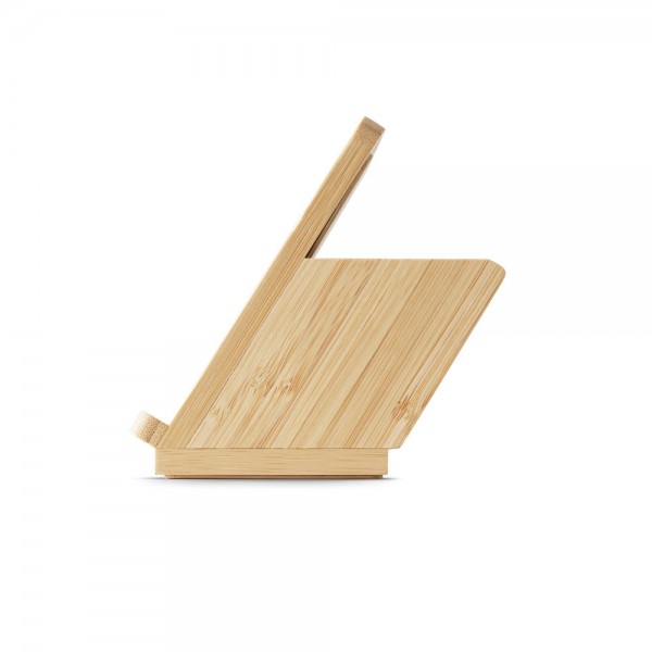 LEAVITT. Supporto per smartphone e porta biro con caricatore wireless veloce da 10W in bambù