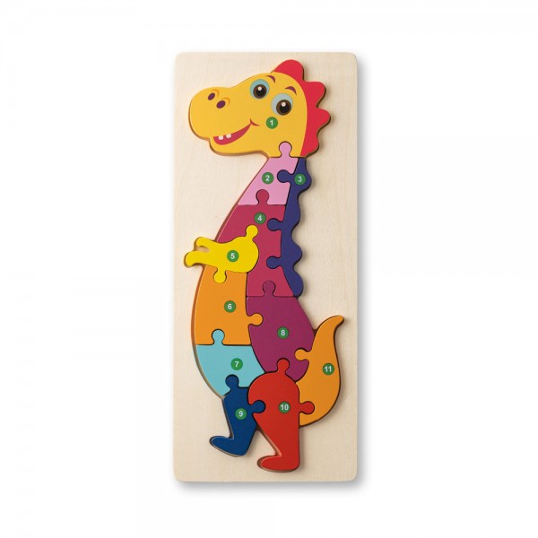 DIPLODOCO. Puzzle in legno compensato a forma di dinosauro
