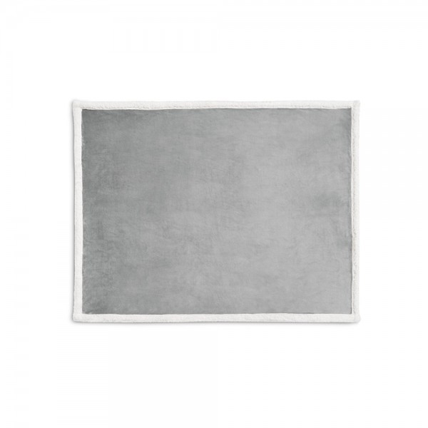 HEIDEN. Coperta reversibile in pile confezionata (190 g/m²) con nastro in raso e cartoncino personalizzabile
