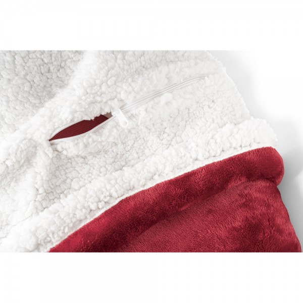 HEIDEN. Coperta reversibile in pile confezionata (190 g/m²) con nastro in raso e cartoncino personalizzabile