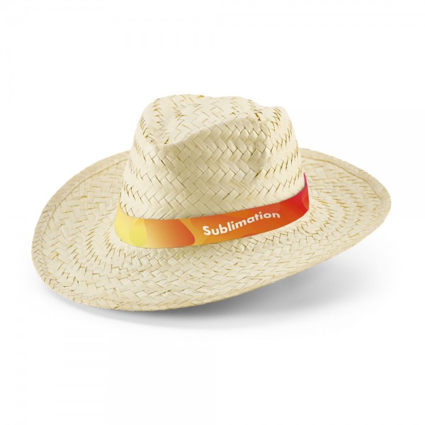 EDWARD RIB. Cappello in paglia naturale con nastro sublimatico