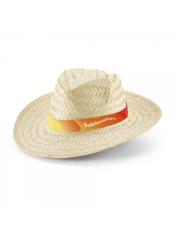 EDWARD RIB. Cappello in paglia naturale con nastro sublimatico EDWARD RIB. Cappello in paglia naturale con nastro sublimatico