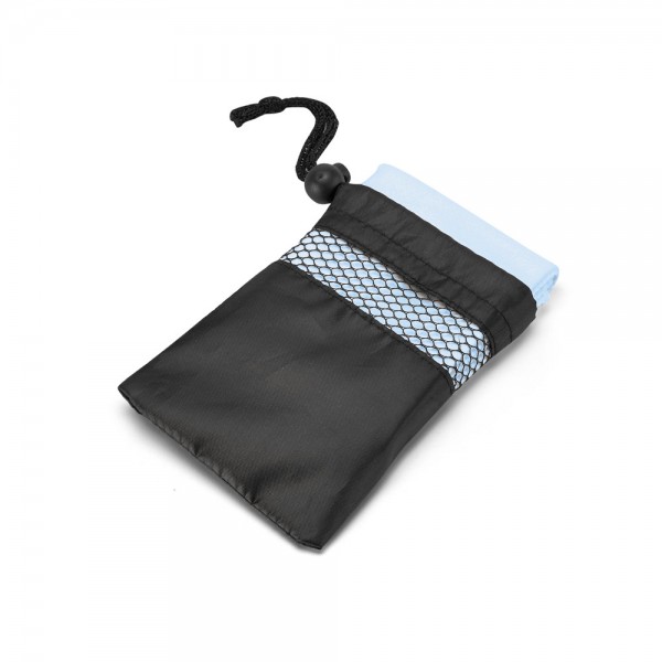 TRAVIS. Asciugamano sportivo in microfibra con custodia 190T (210 g/m²)