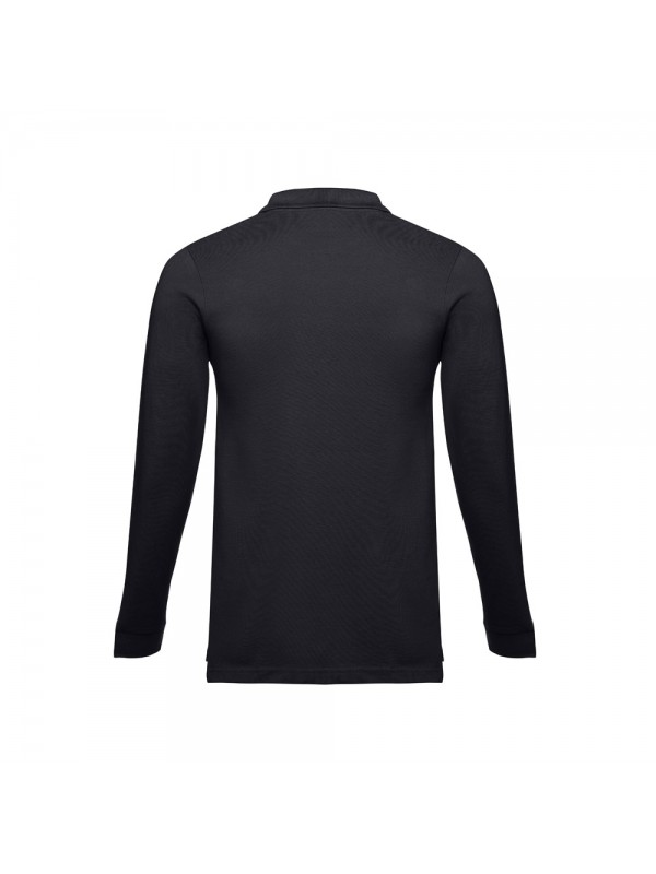 THC BERN. Polo da uomo a maniche lunghe in cotone cardato - Blu notte THC BERN. Polo da uomo a maniche lunghe in cotone cardato - Blu notte