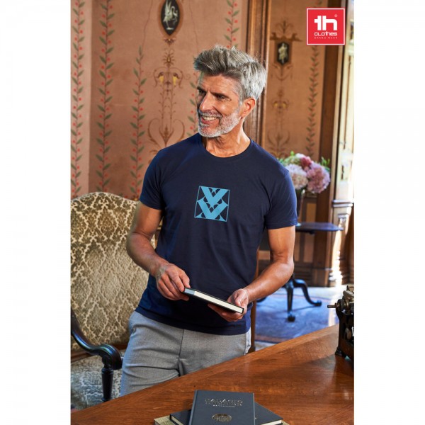 THC LUANDA. T-shirt da uomo in formato tubolare di cotone - Blu notte