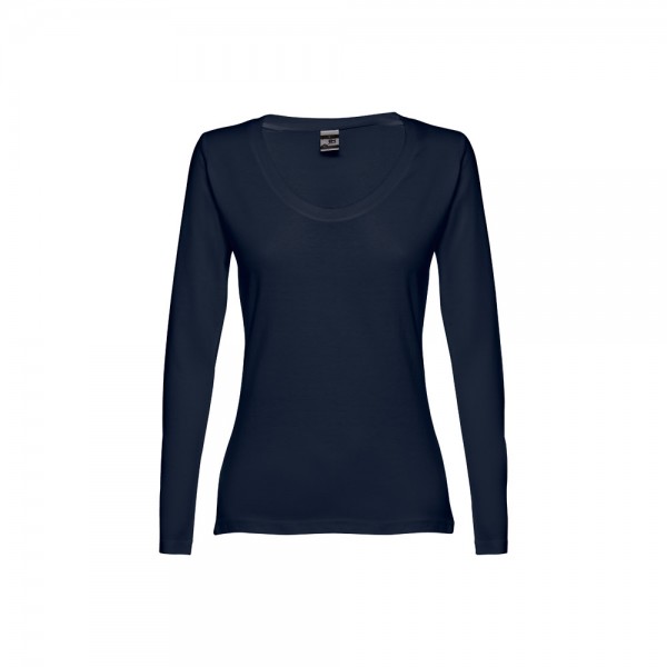 THC BUCHAREST WOMEN. T-shirt da donna sfiancata a maniche lunghe in cotone - Blu