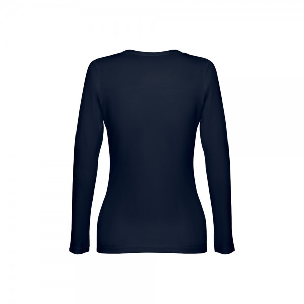 THC BUCHAREST WOMEN. T-shirt da donna sfiancata a maniche lunghe in cotone - Blu