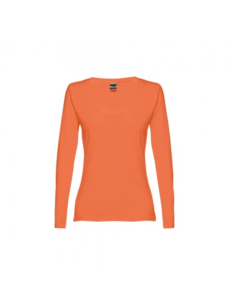 THC BUCHAREST WOMEN. T-shirt da donna sfiancata a maniche lunghe in cotone - Terracotta THC BUCHAREST WOMEN. T-shirt da donna sfiancata a maniche lunghe in cotone - Terracotta