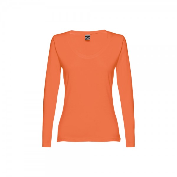 THC BUCHAREST WOMEN. T-shirt da donna sfiancata a maniche lunghe in cotone - Terracotta