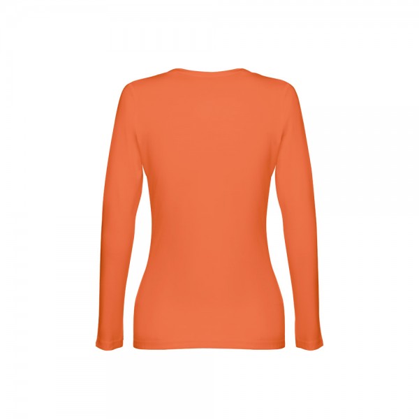 THC BUCHAREST WOMEN. T-shirt da donna sfiancata a maniche lunghe in cotone - Terracotta