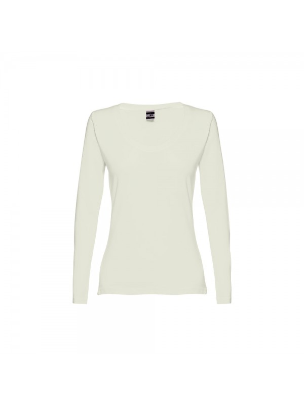 THC BUCHAREST WOMEN. T-shirt da donna sfiancata a maniche lunghe in cotone - Verde pastello THC BUCHAREST WOMEN. T-shirt da donna sfiancata a maniche lunghe in cotone - Verde pastello