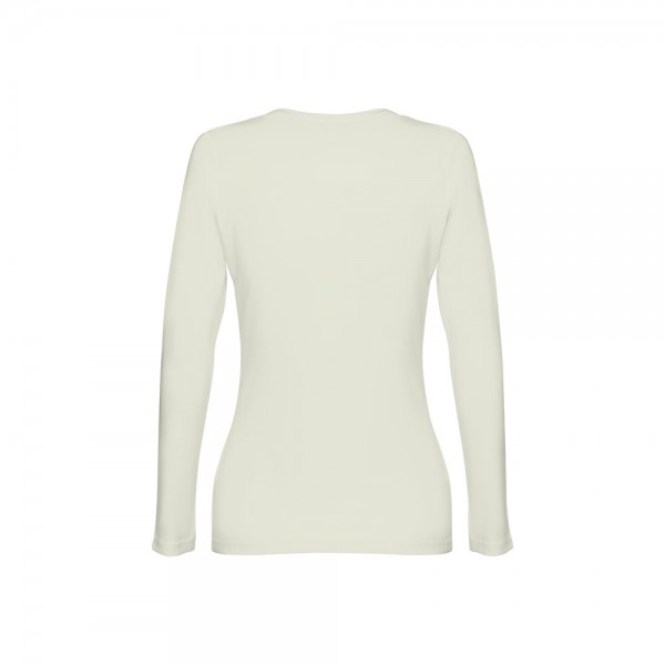 THC BUCHAREST WOMEN. T-shirt da donna sfiancata a maniche lunghe in cotone - Verde pastello