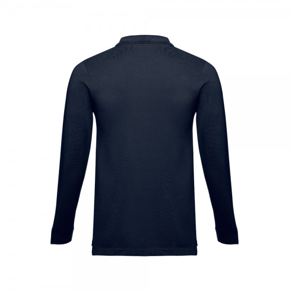 THC BERN. Polo da uomo a maniche lunghe in cotone cardato - Blu