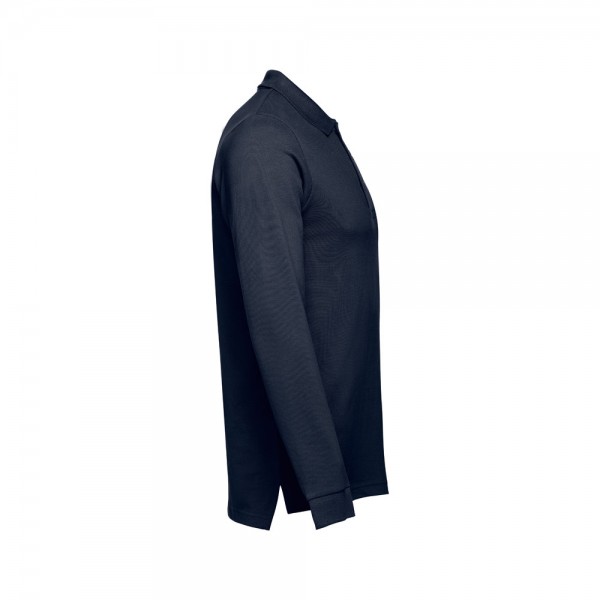 THC BERN. Polo da uomo a maniche lunghe in cotone cardato - Blu