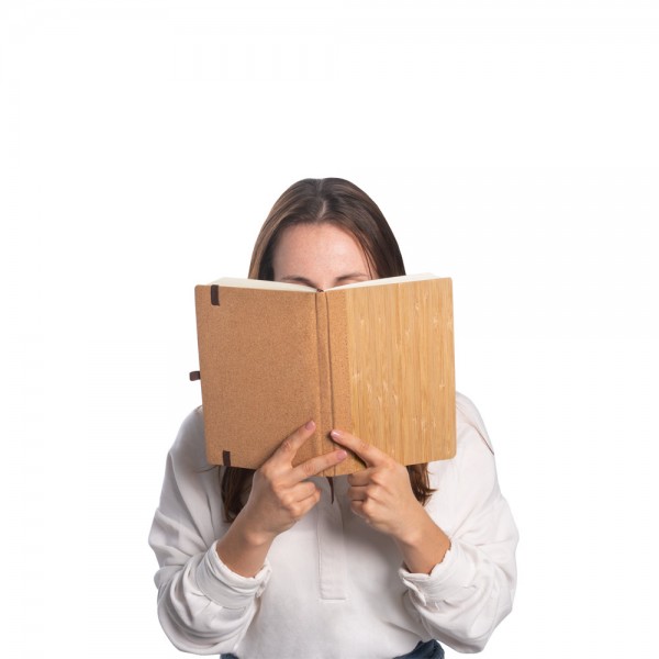 ORWELL. Block notes A5 in bambù e fogli in sughero con pagine a righe