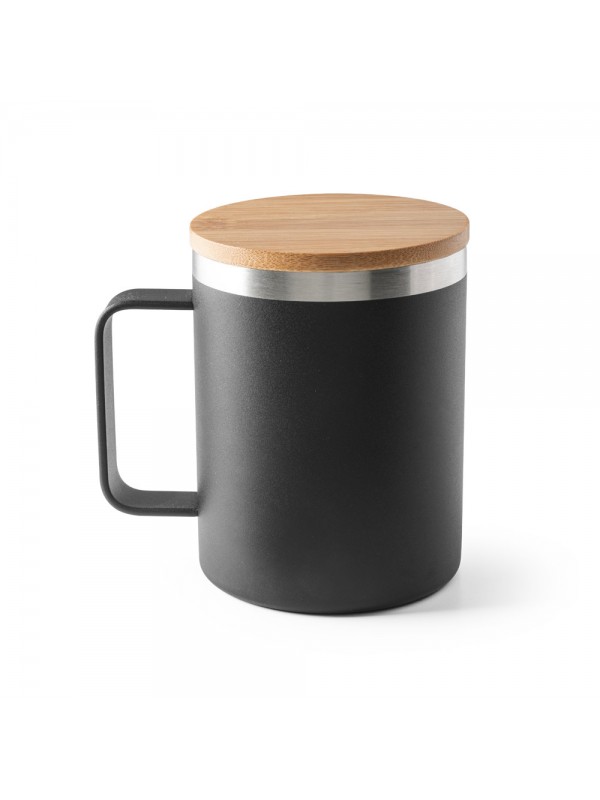 LAUDA. Tazza in acciaio inossidabile riciclato al 90% con coperchio in bambù 420 mL LAUDA. Tazza in acciaio inossidabile riciclato al 90% con coperchio in bambù 420 mL
