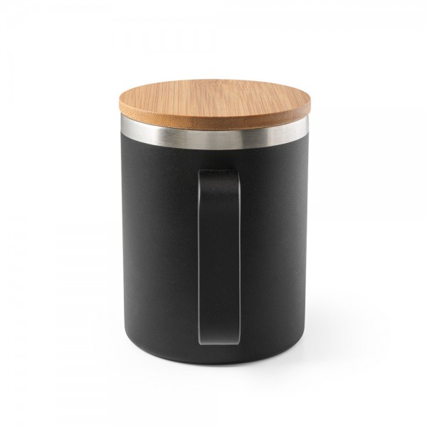 LAUDA. Tazza in acciaio inossidabile riciclato al 90% con coperchio in bambù 420 mL