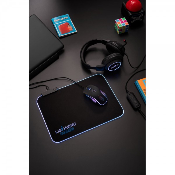 THORNE MOUSEPAD RGB. Tappetino per mouse da gioco con luci LED RGB in poliestere