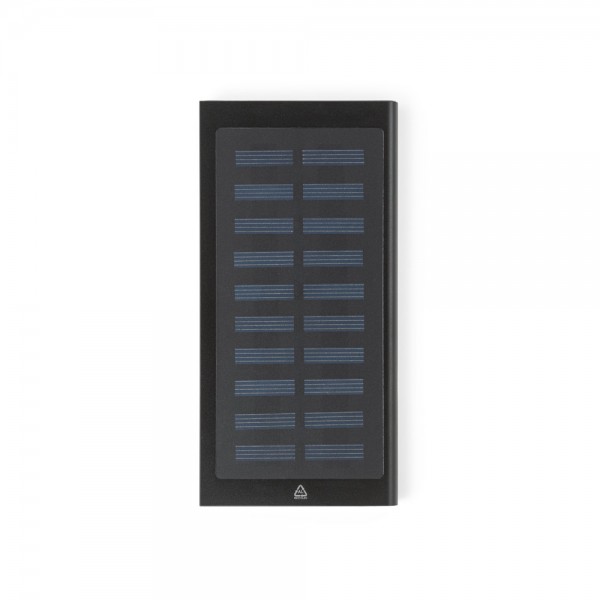 CLERK. Power bank da 8'000 mAh con pannello solare in alluminio 100% riciclato