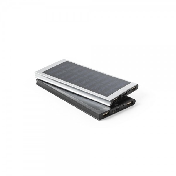 CLERK. Power bank da 8'000 mAh con pannello solare in alluminio 100% riciclato