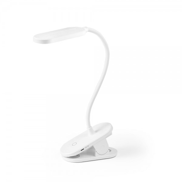 NESBIT II. Lampada portatile da tavolo con clip e autonomia di 30 ore al 65% rABS