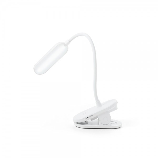 NESBIT II. Lampada portatile da tavolo con clip e autonomia di 30 ore al 65% rABS