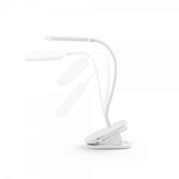 NESBIT II. Lampada portatile da tavolo con clip e autonomia di 30 ore al 65% rABS