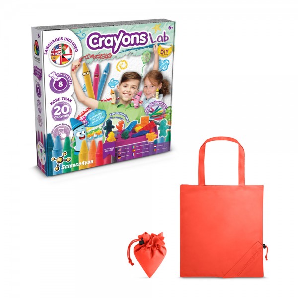 Crayon Factory Kit II. Gioco educativo fornito con una borsa regalo pieghevole in 190T