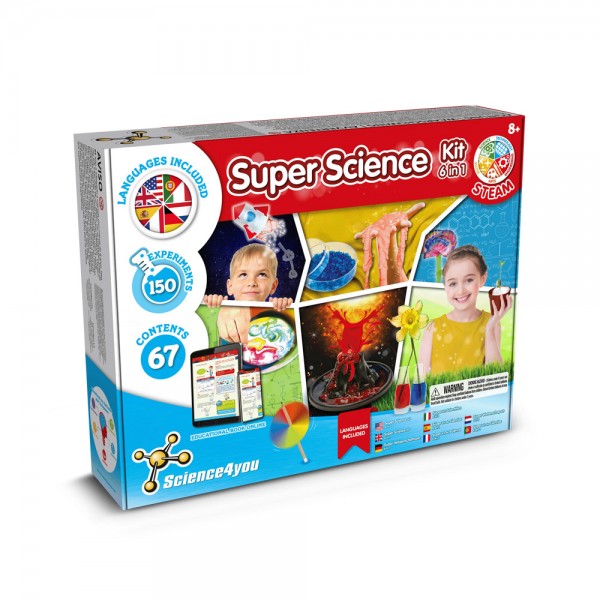 6 in 1 Super Science Kit II. Kit educativo fornito con un sacchetto regalo in carta kraft (100 g/m²)