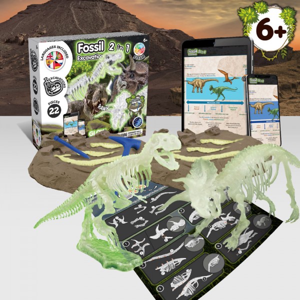 2 in 1 Fossil Excavation Kit III. Gioco educativo sacchetto regalo in carta kraft (115 g/m²)
