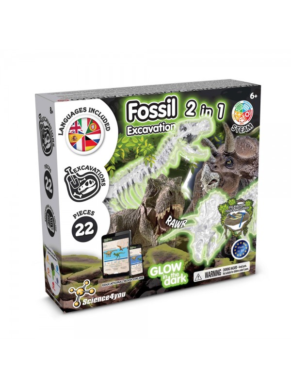 2 in 1 Fossil Excavation Kit IV. Gioco educativo fornito con un sacchetto regalo in tessuto non tessuto (80 g/m²)