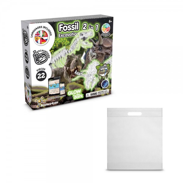 2 in 1 Fossil Excavation Kit IV. Gioco educativo fornito con un sacchetto regalo in tessuto non tessuto (80 g/m²)