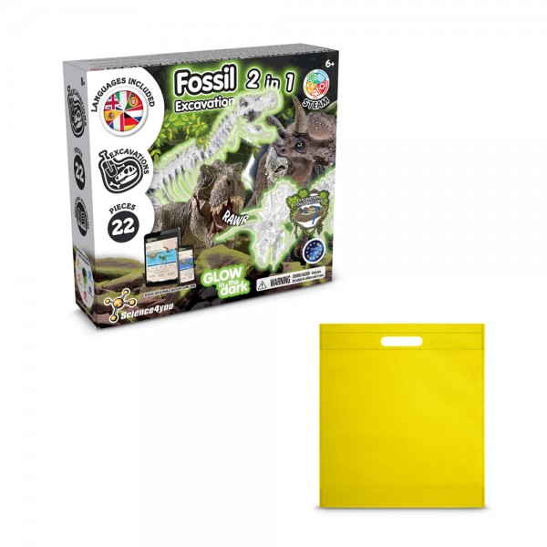 2 in 1 Fossil Excavation Kit IV. Gioco educativo fornito con un sacchetto regalo in tessuto non tessuto (80 g/m²)